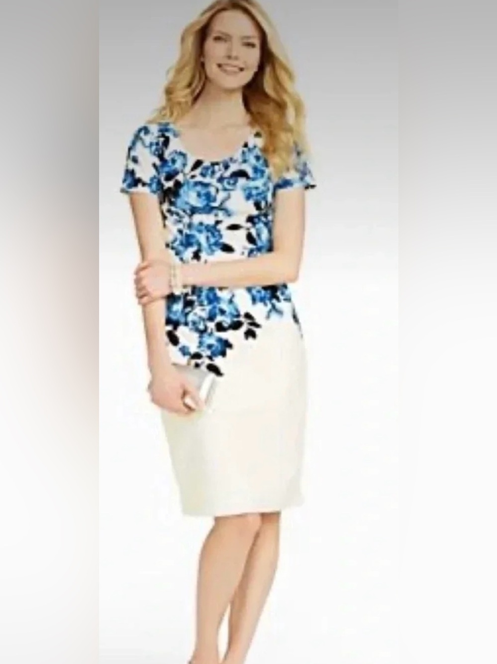 Talbots Floral Sheath Dress Blue Black Ivory Size 6 NWT - Picture 2 of 10